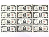 12 Crispy Minty 1963 2 Dollar Bills