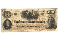 RARE 1864 Confederate States America $100 Bill