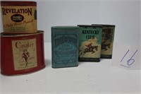 5 OLD TOBACCO TINS