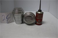 2 MARATHON MEASURING CUPS, 1 TEXACO  OIL CAN