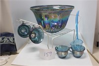 Indiana Glass, translucent  Blue punch Bowl