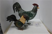 metal and wood Rooster and Hen