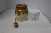 Honey Pot with Dipper Stone 5 inch