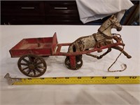 Cast iron pull toy - horse bobs up and down when