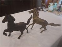 2 Horse statues- Cast Iron & Brass