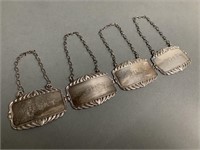 Set-Sterling Silver Liquor Decanter Tags