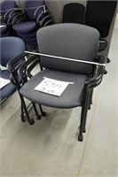 3 Gray Rolling Stacking Chairs