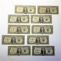 Silver Certificate Dollar Bills Lot of 10