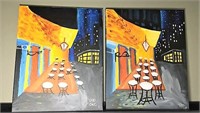 Two Matching Paintings on Canvas