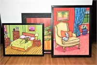 Paintings on Canvas by Schmetz Lot of 3