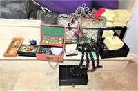 Assortment of Costume Jewelry & Boxes