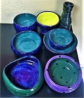 Dean Signed Pottery Bowls Lot of 8