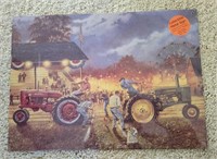 Metal tractor pull sign.