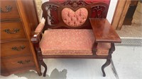 Mahogany Carved Gossip Bench