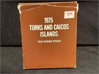 1975 TURKS & CAICOS ISLANDS TEN CROWN PROOF