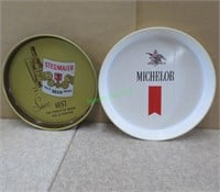 Michelob & Stegmaier Trays - 1 Plastic 1 Metal