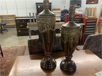 2 POTTERY VASES WITH LIDS