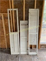 Three antique chippy paint shutters
