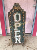 Unique rustic standing open sign