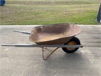 Rustic metal wheelbarrow