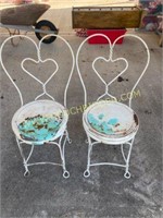 Turqouise and white chippy paint metal chairs
