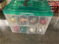 CONTAINER OF VINTAGE CHRISTMAS BALLS
