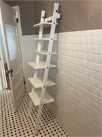 (6) Shelf Ladder Style White Shelving Unit