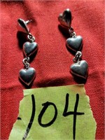 Stirling silver 3 heart Earrings