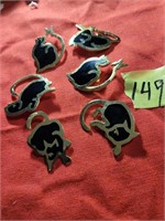 Brass & black paint animal portraying brooches (7)