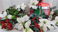 Lot of Holly and Poinsettias Flowers with Beads