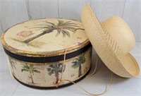 S. F. Green Sombrero Style Straw Hat and Box
