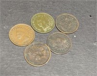 5 Indian Head Cents Early 1900’s