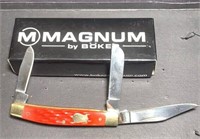 Boker 3 Bladed Knife with red bone handle