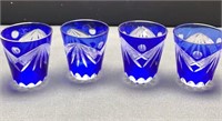 4 Cut D Clear Cobalt Wine Cups