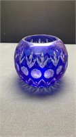 Cut D Clear Cobalt Rose Bowl