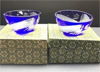 Cut D Clear Cobalt Bowls in original boxes