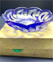 Cut D Clear Cobalt Bowl in original box