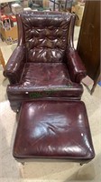 Vintage burgundy leather easy chair with