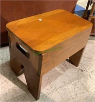 Handmade small pinewood foot stool with handles