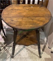Antique side table with the shelf below, iron