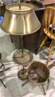 Brass table floor lamp with a brass tone metal