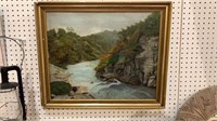Antique gold framed oil painting on canvas - Rocky