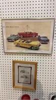 Framed advertising print with four 1955 Buicks