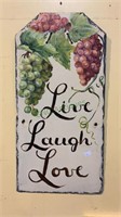 Hand painted roof slate tile with grapes, "Live,