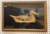 Framed molded duck decoy figure - two dimensional.