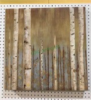 Square printed painting of birch trees. No frame