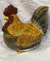 Ceramic rooster cookie jar stands 10 inches high