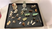 Tray lot of miniature animals - dogs, teddy bear,