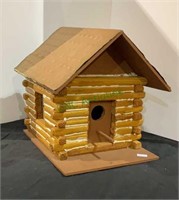 Handmade log birdhouse - 9 1/2 inches tall, 10