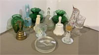Assorted lot includes glass and porcelain bells,